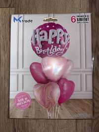 Zestaw balonów Happy Birthday w kolorze różowym (6 sztuk).