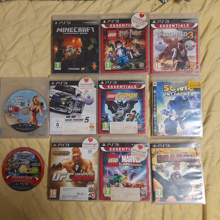 Zestaw 11 gier PS3- Minecraft, GTA5, LEGO x3, Gran turismo 5. 300zł