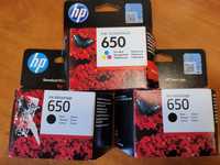 2 czarne tusze HP 650 + kolorowy gratis