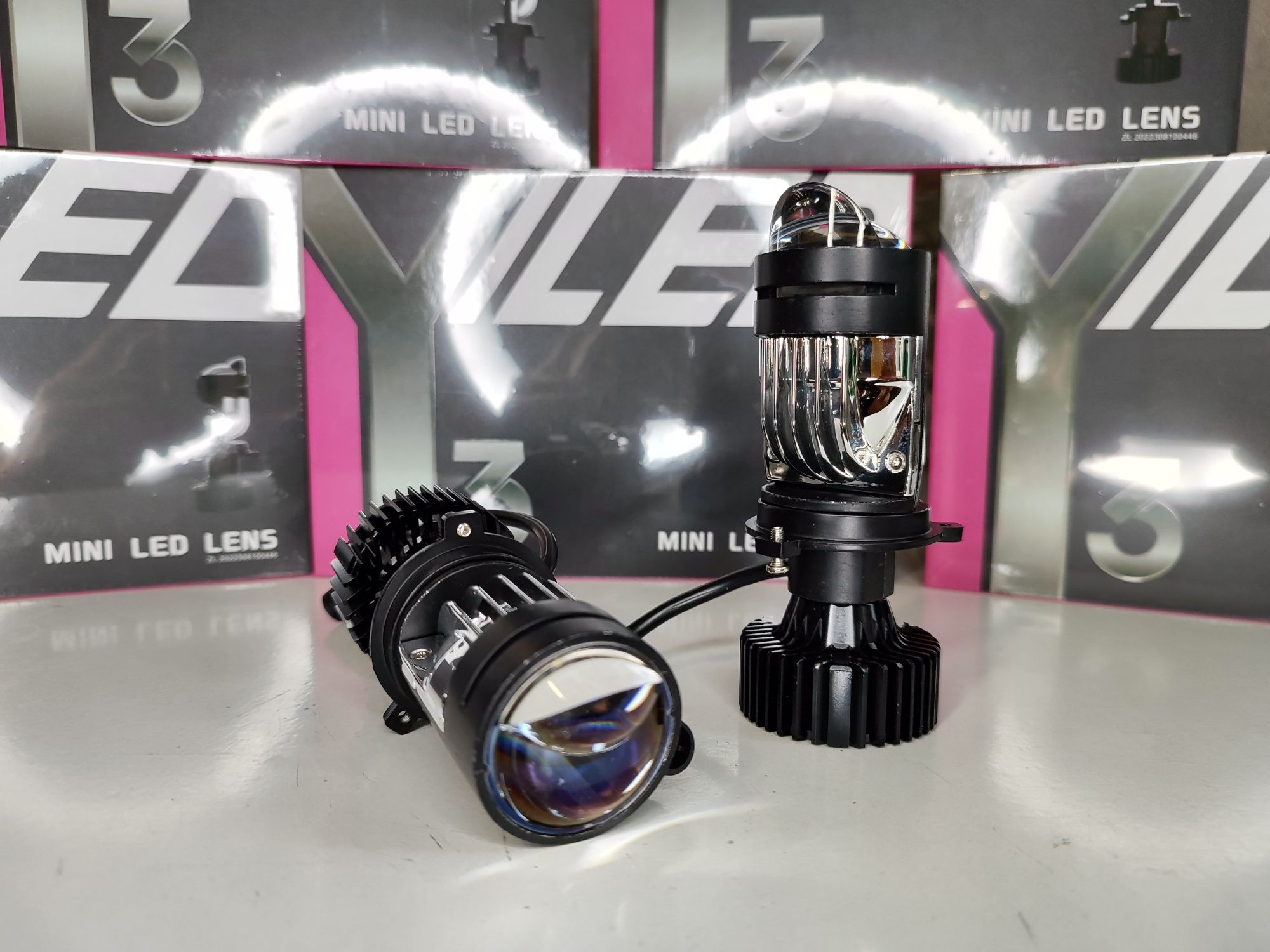 Светодиодные LED Мини Линзы Y3 pro bi-led Н4 Комплект 2шт Гарантия