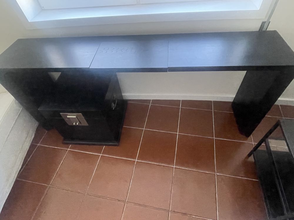 Mesa consola madeira preta maciça