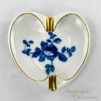 Cinzeiro em forma de coração porcelana Artibus com decoração de flores