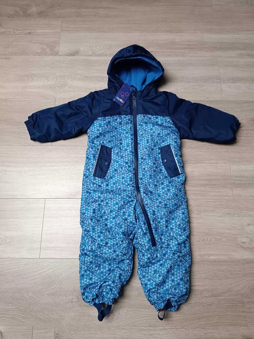 Kombinezon zimowy niebieski ocieplany kaptur misie 'Lupilu' 92