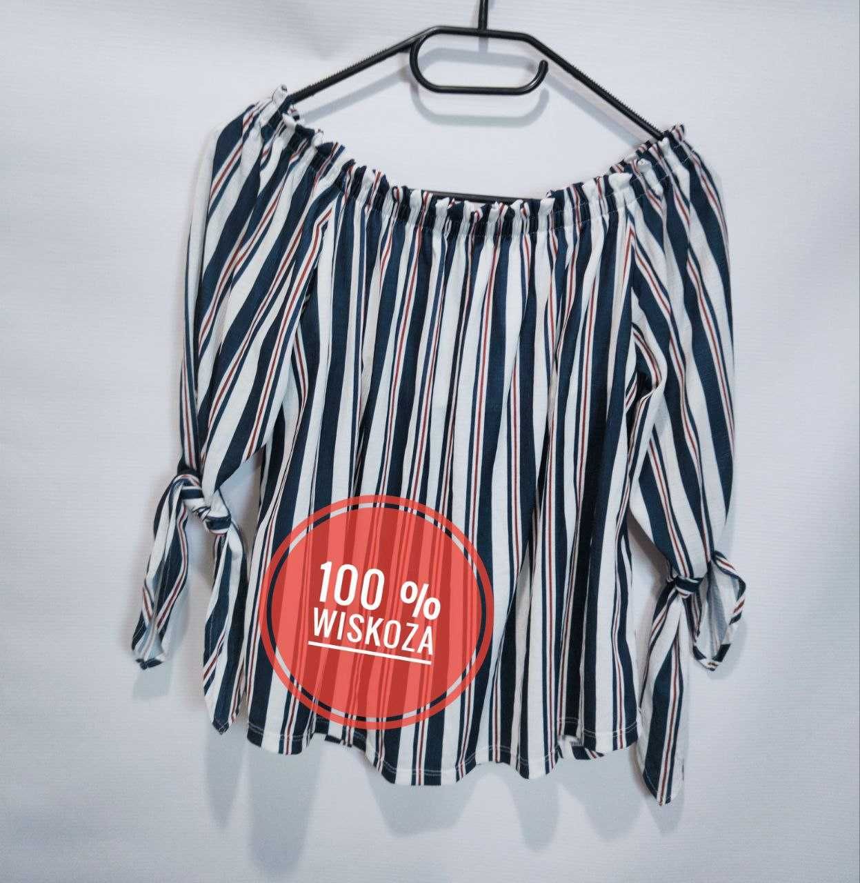 Bluza Damska w Paski z Krotkim Rekawem Bershka (M)