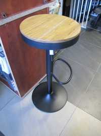 Krzesło stołek barowy hoker drewniany blat styl industrialny czarny