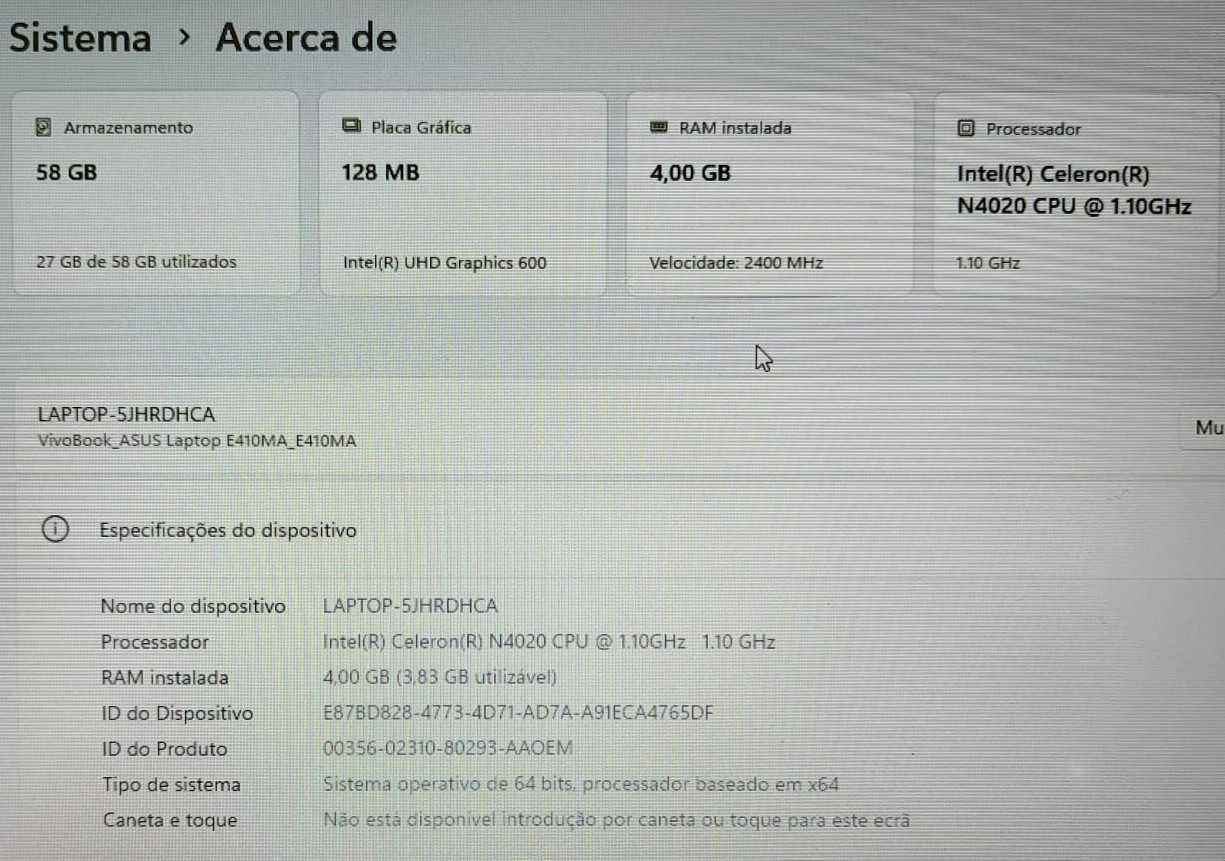 Portátil ASUS E410MA-N4DHDAO1  [ver descrição!!!]