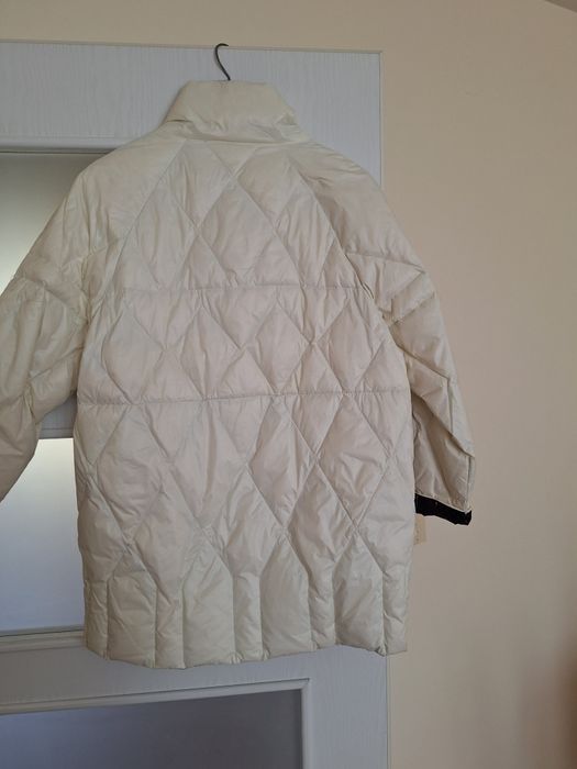 Kurtka włoska biała perłowa puch z pierzem