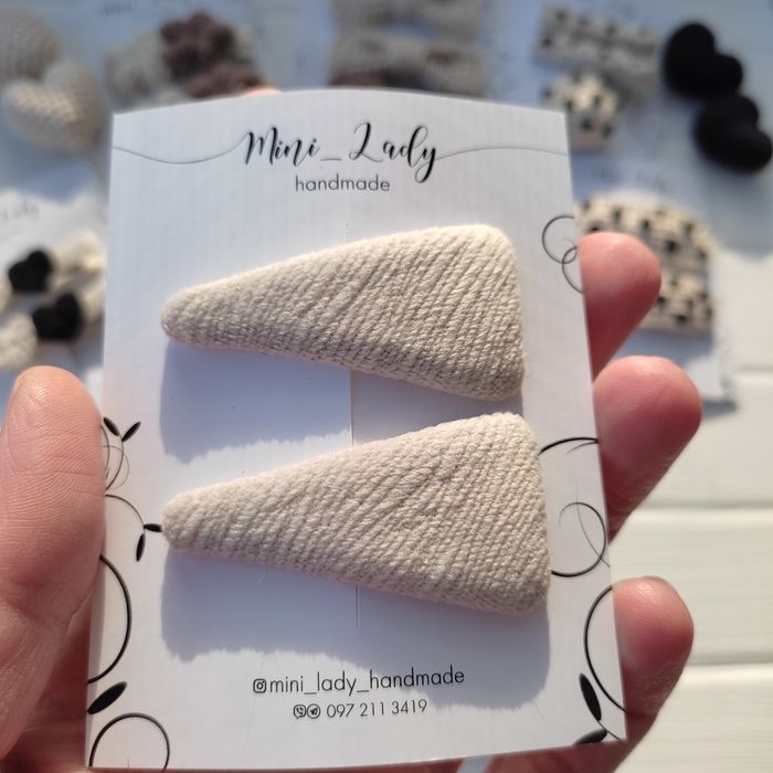 Заколки та резинки для волосся, дитячі, бежеві ручної роботи