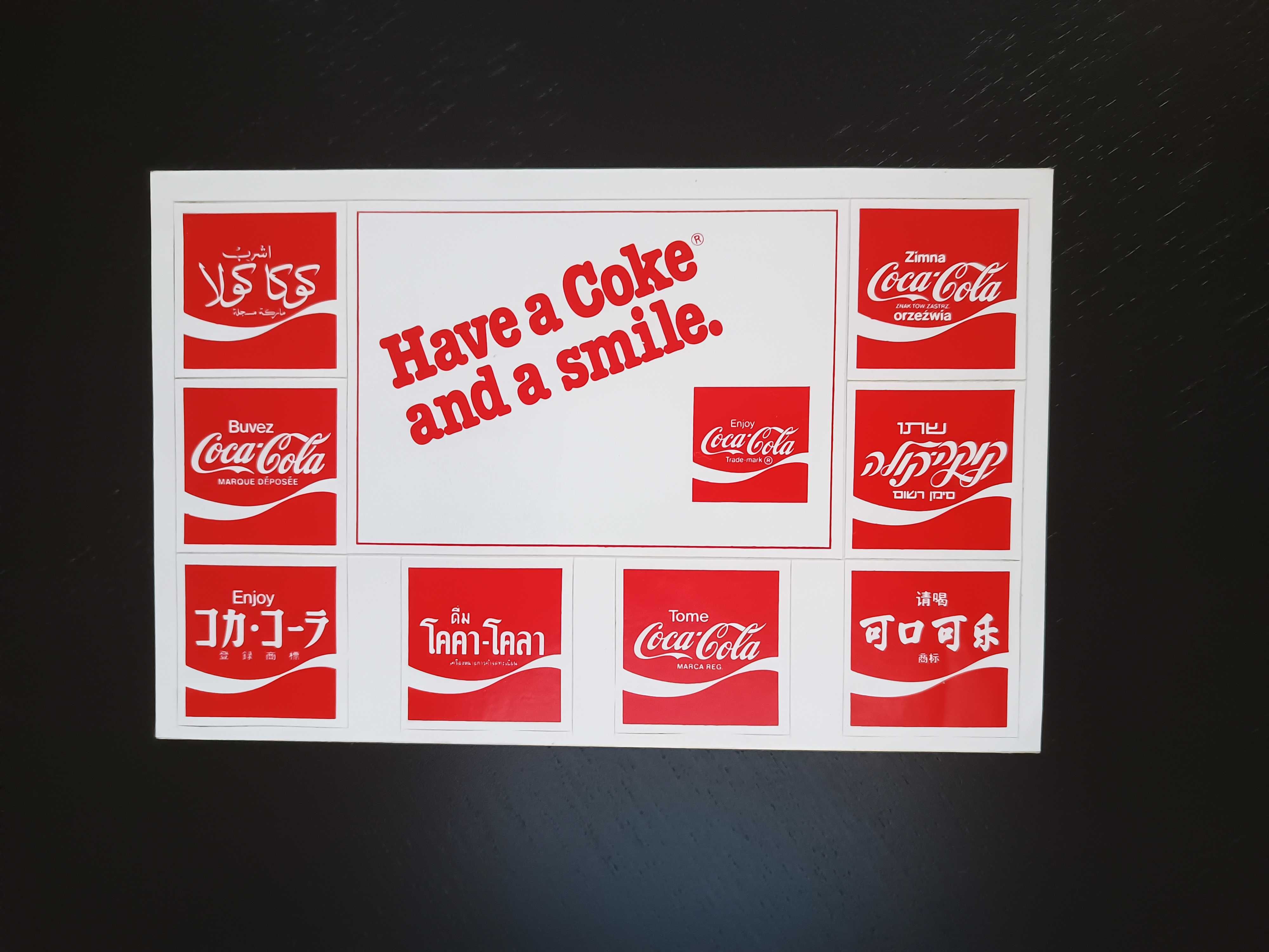 Coca Cola naklejki/pocztówka