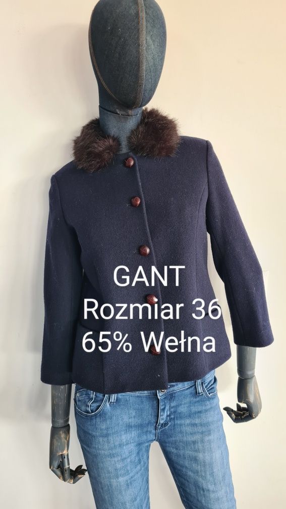 Kurtka Marynarka GANT. Granatowa. 65% Wełna. 36 S