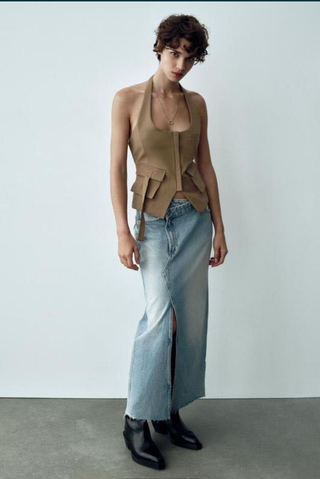 Джинсова спідниця міді Zara