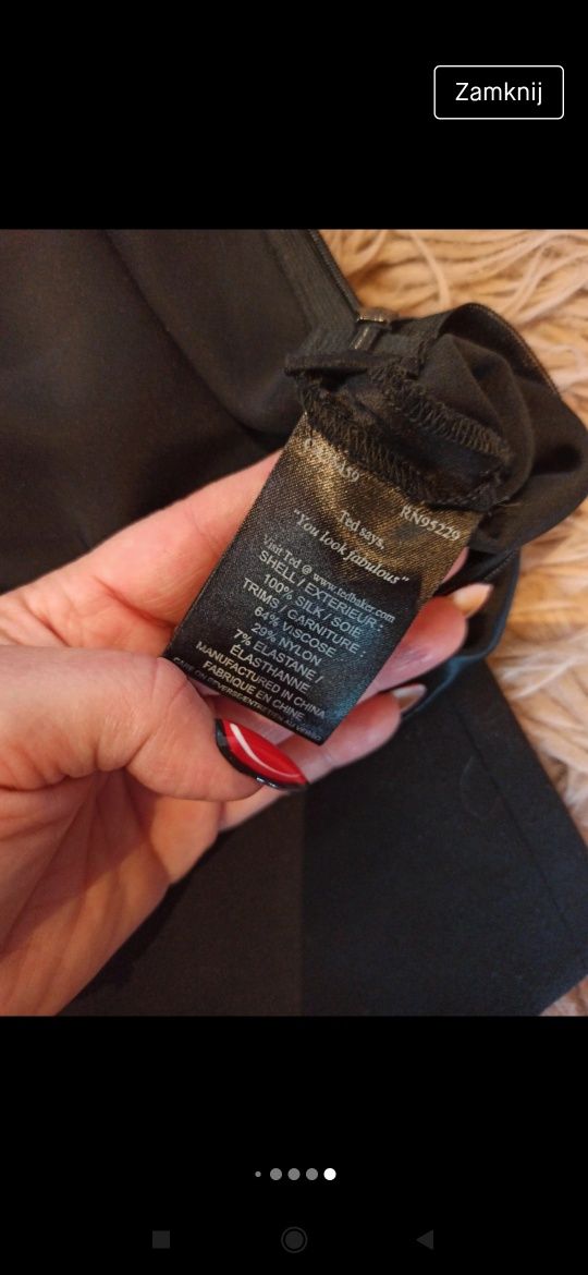 Ted Baker S mała czarna 100% jedwab silk