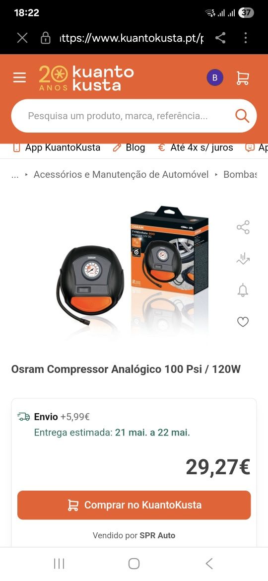 Novo - Selado - Com Garantia - Osram Compressor Analógico 200 Psi / 12