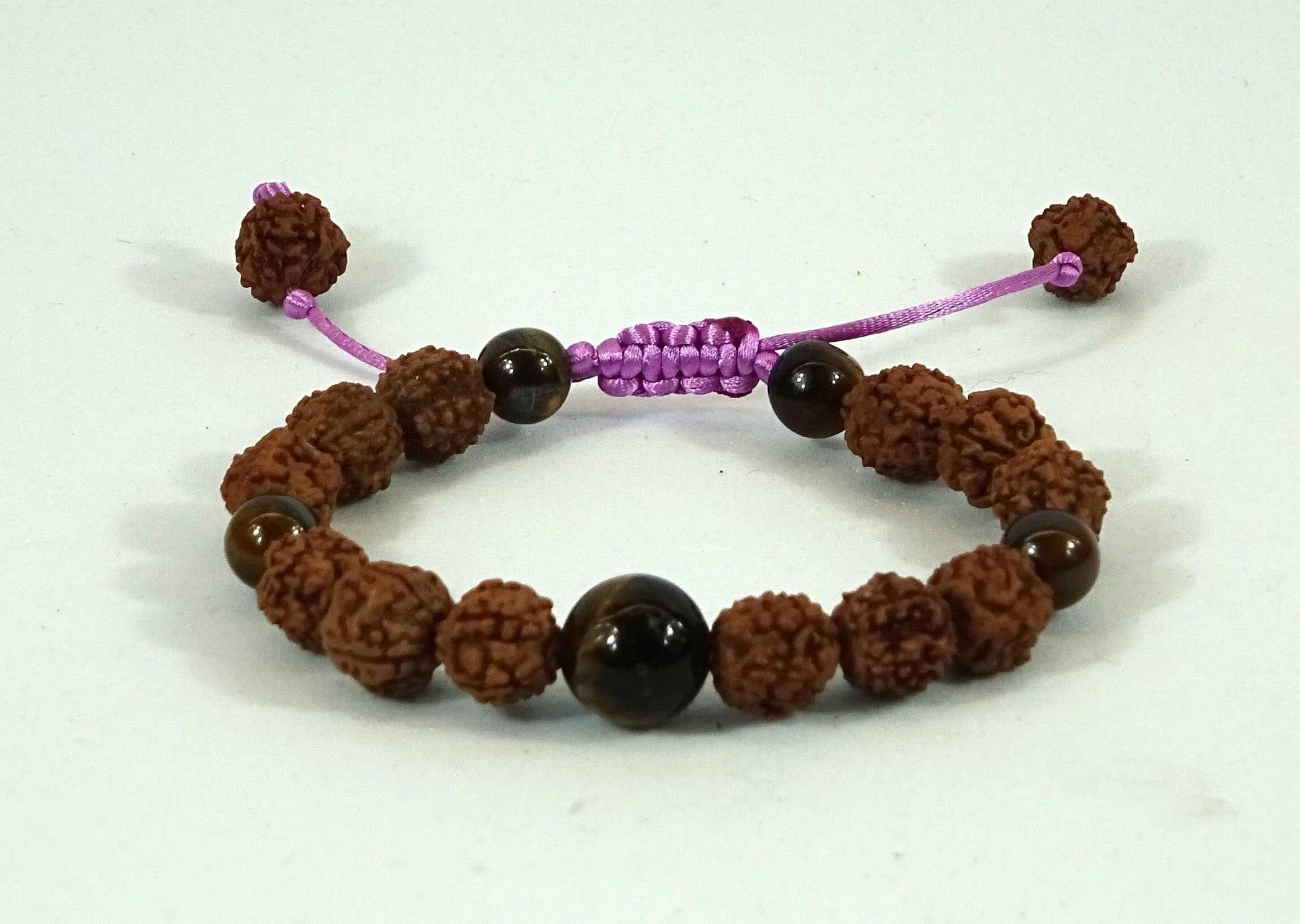 Pulseiras em Rudraksha (Rudra)e pedra natural semipreciosa