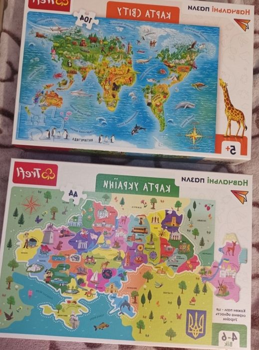 Пазли карта України і світу