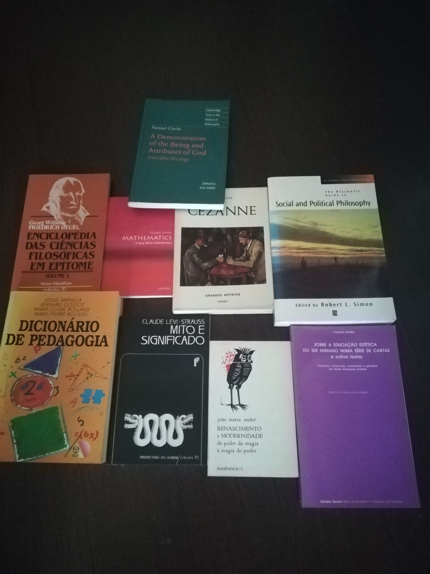 Livros de filosofia, estética, matemática, etc