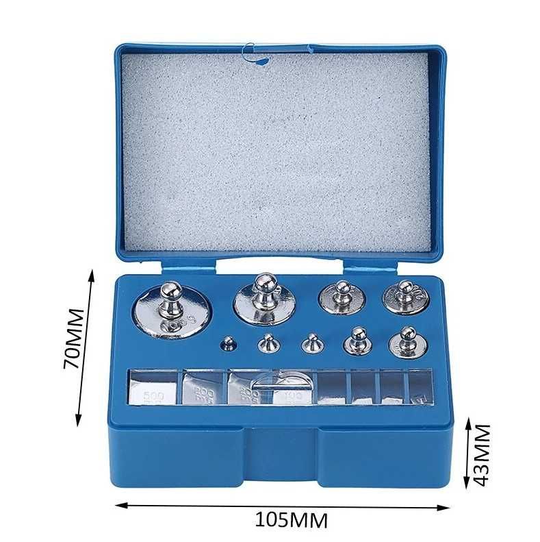 Kit Calibração Balanças inox, 17 peças de precisão (10 mg até 100 g)