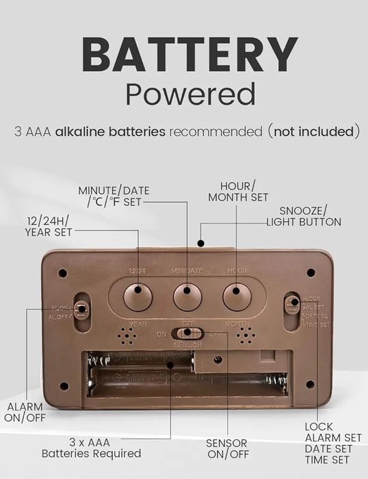 Zegar Drewniany cyfrowy budzik LED 14cm.