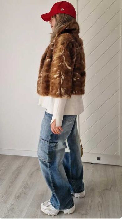 S 36 M 38 Krótka kurtka z Norki lekka i miękka jasny brąz i beż