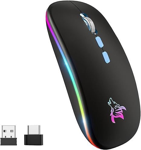 bezprzewodowa ładowalna mysz optyczna usb z adapterem typu c vv