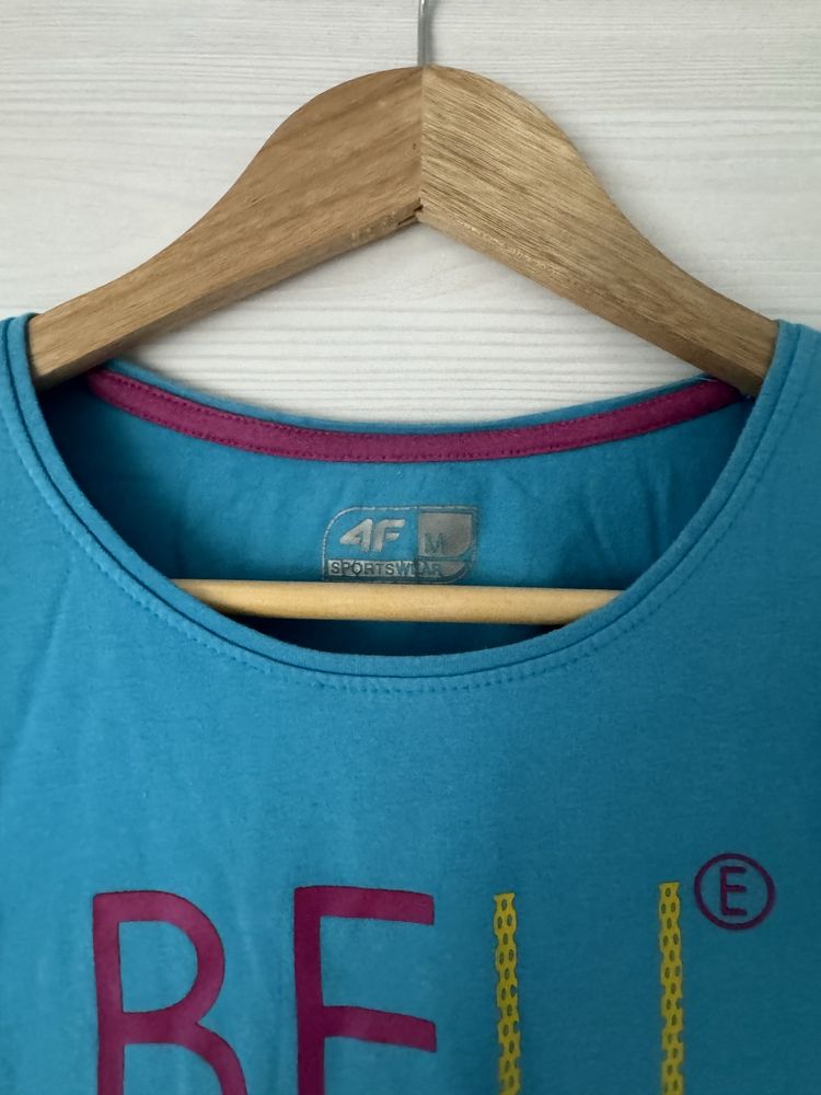 Damska bluzka koszulka tshirt krótki rękaw nadruk dopasowana