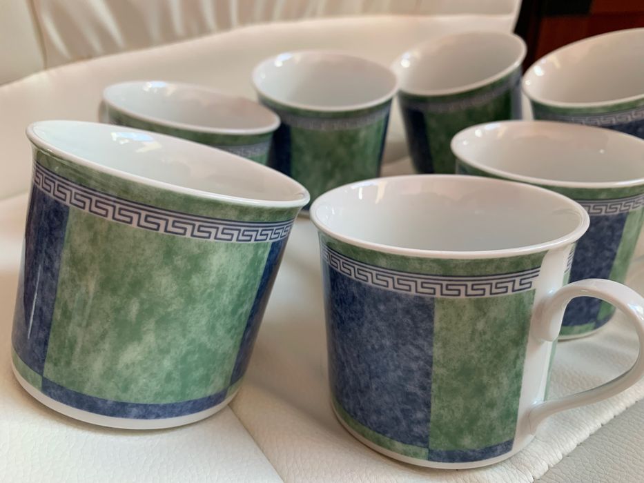 7 filiżanek zielone niebieskie