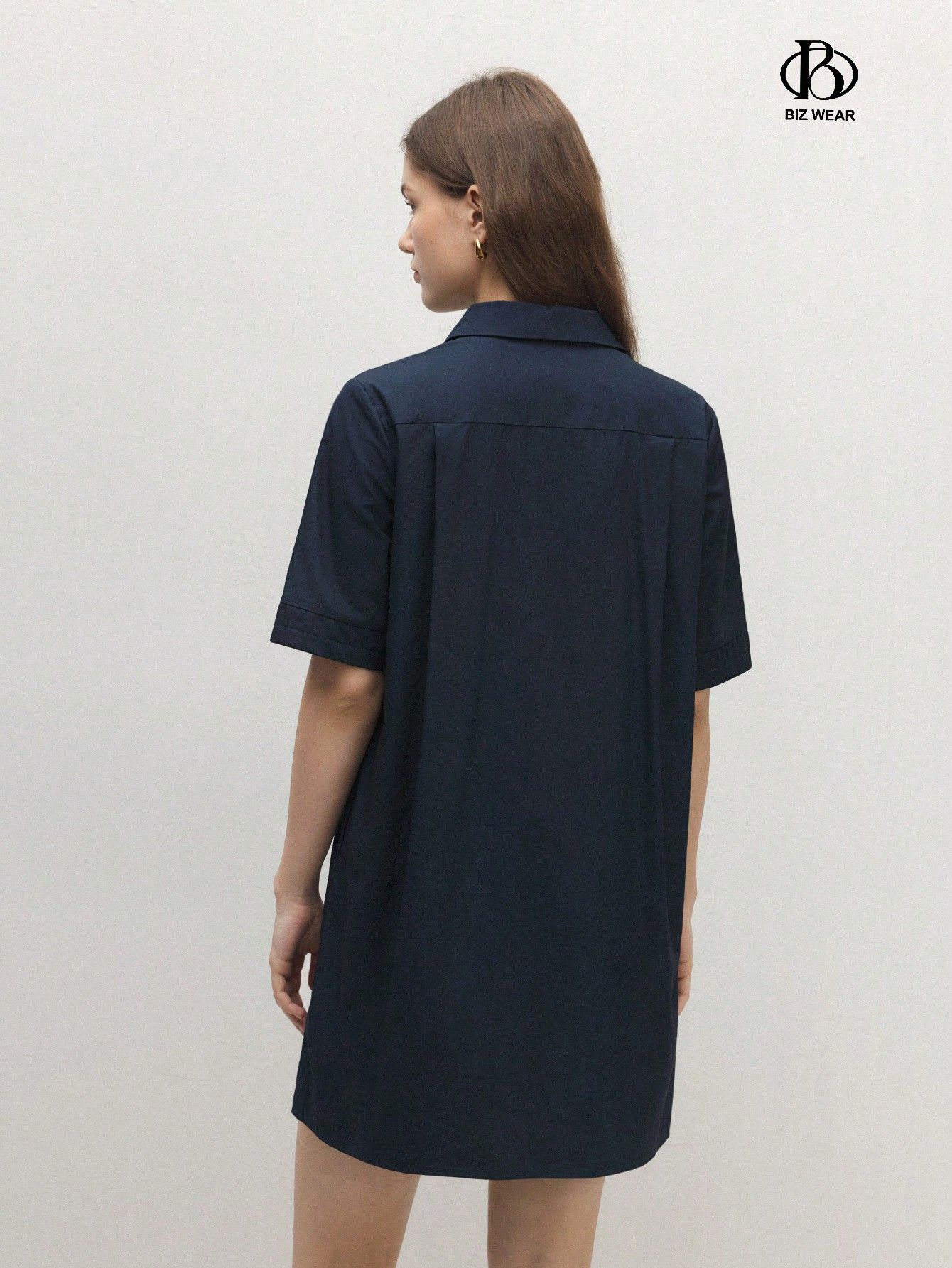 Sukienka Koszulowa Bawełniana Granatowa Mini Casual Shein M 38