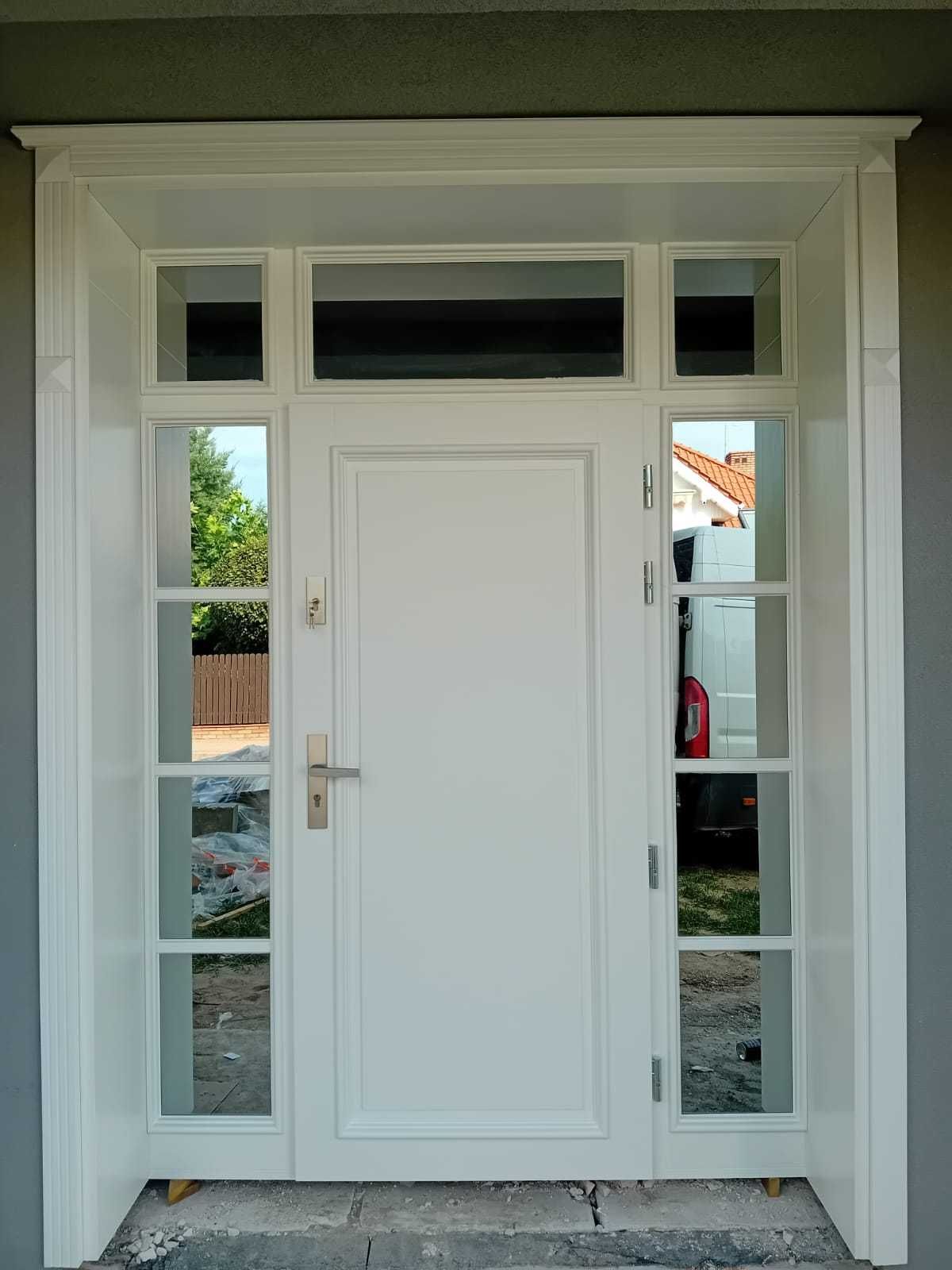 ++ Drzwi Zewnętrzne Wejściowe Drewniane CZYSTE POWIETRZE + GRATIS ++