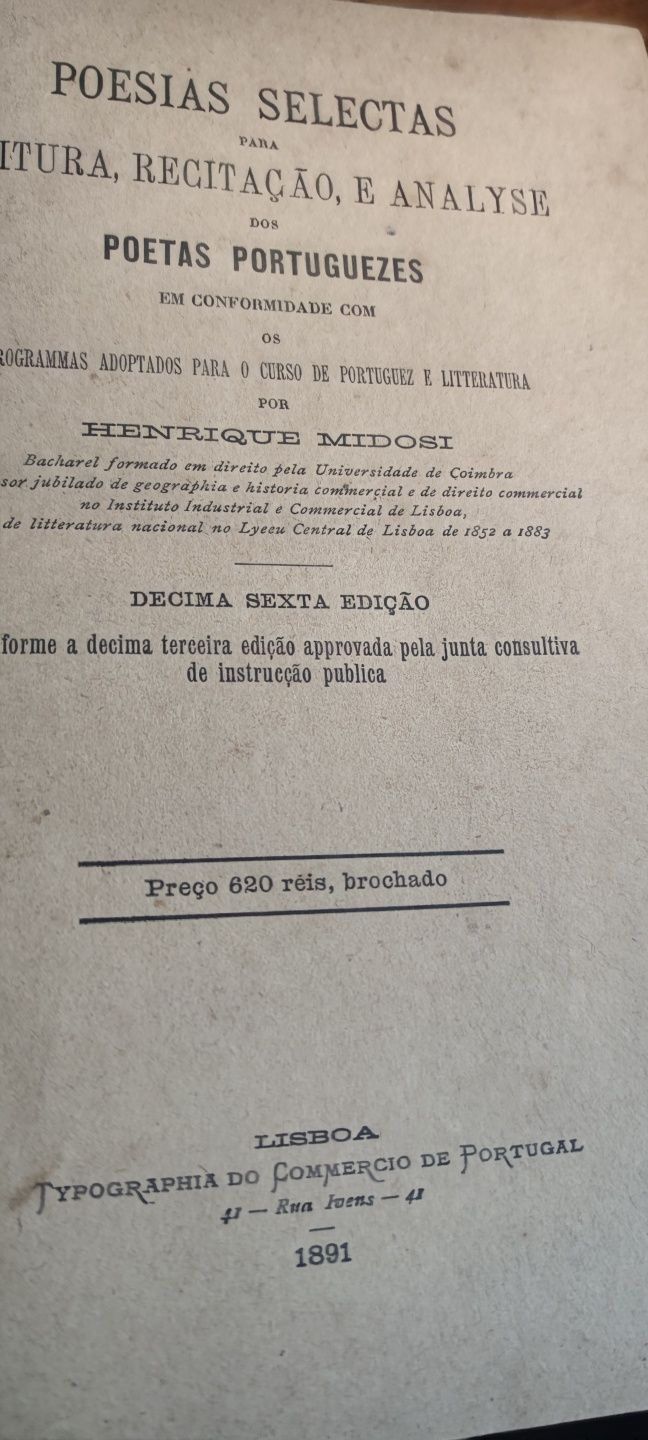 PA6 Livro - Henrique Midosi - Poesias Selectas RARO