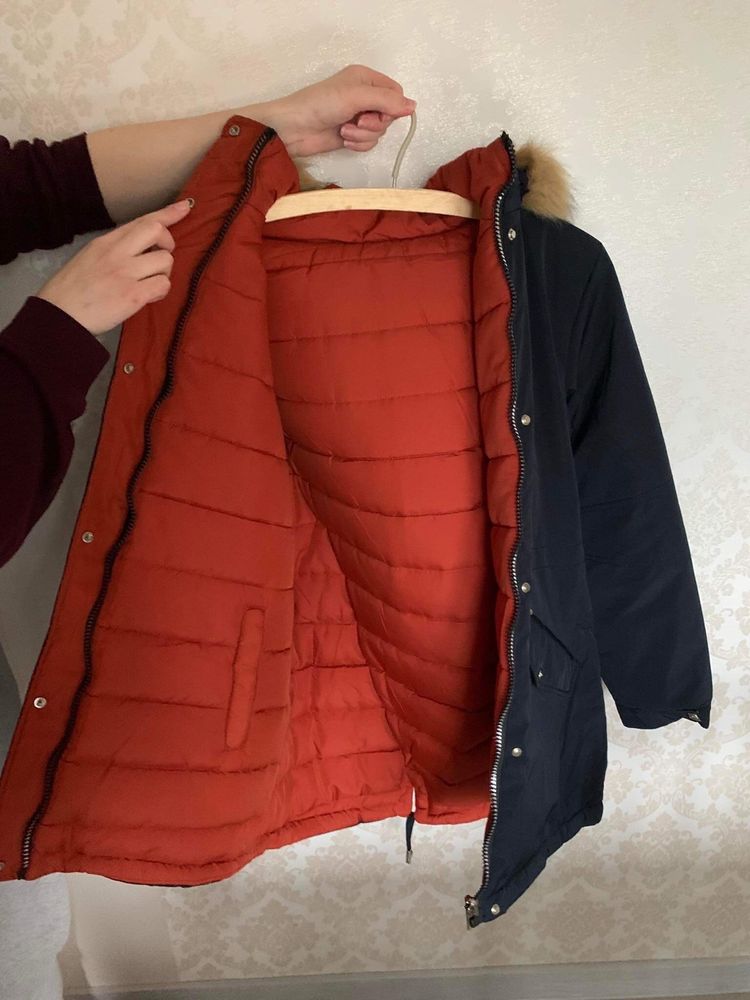 Dwustronna parka z futerkiem przy kapturze