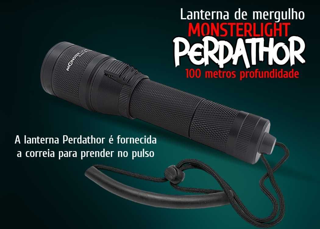 Kit lanterna mergulho MonsterLight Predathor com bateria recarregável