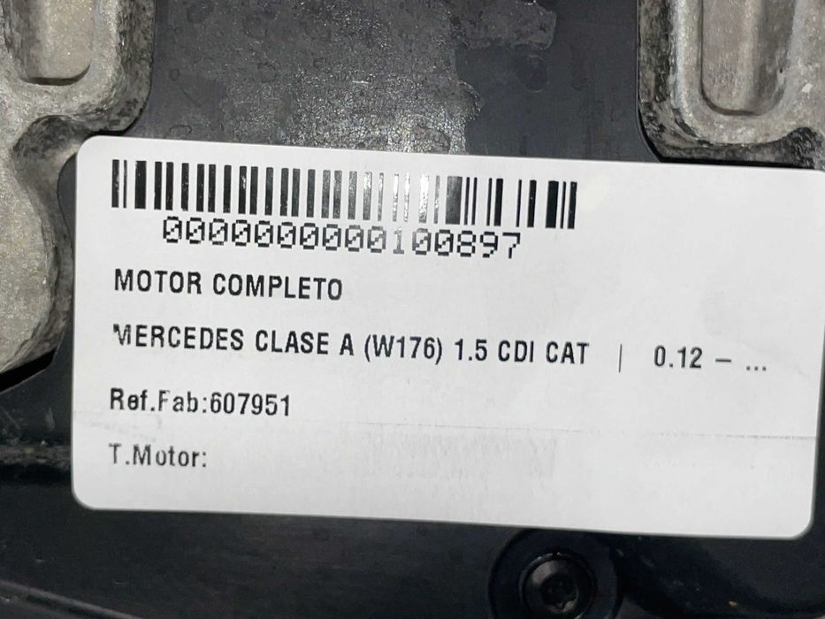 Motor MERCEDES A (W176) 1.5 CDI 109 CV    607951/ K9KA460