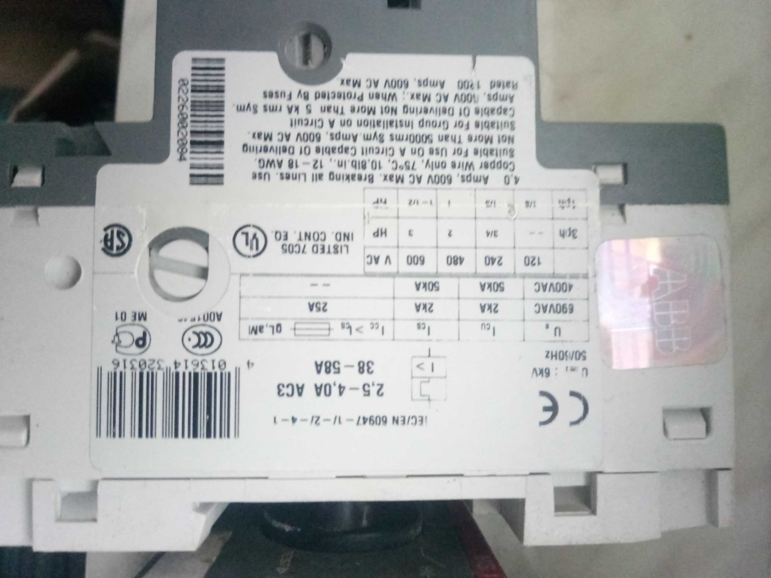 Автоматические выключатели защиты двигателя ABB MS116-4, ABB MS116-2,5