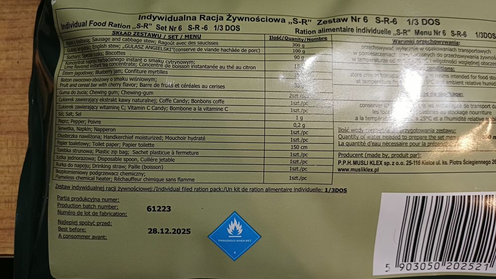 Racja żywnościowa sr6