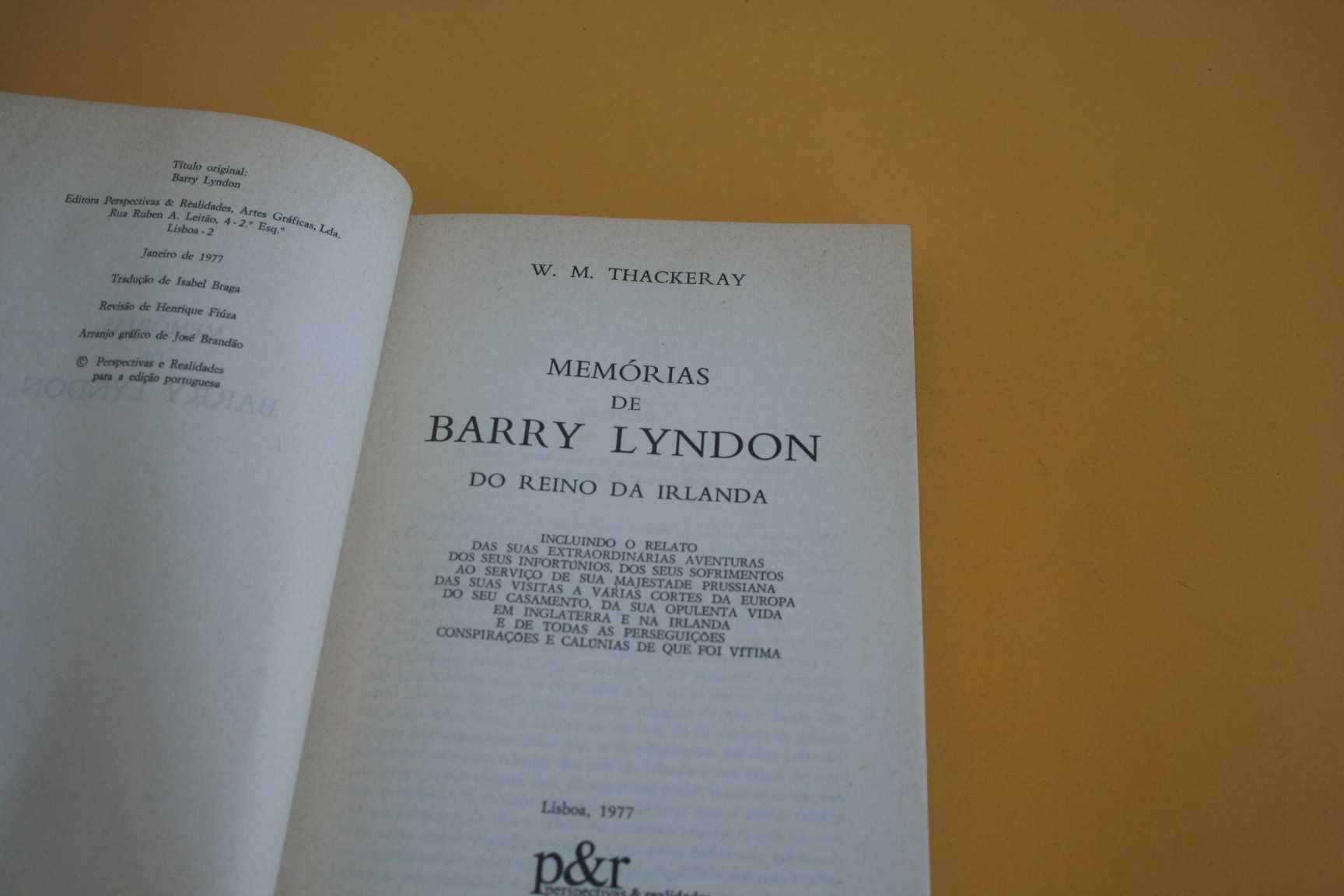 [] Memórias de Barry Lyndon do reino da Irlanda, W. M. Thackeray