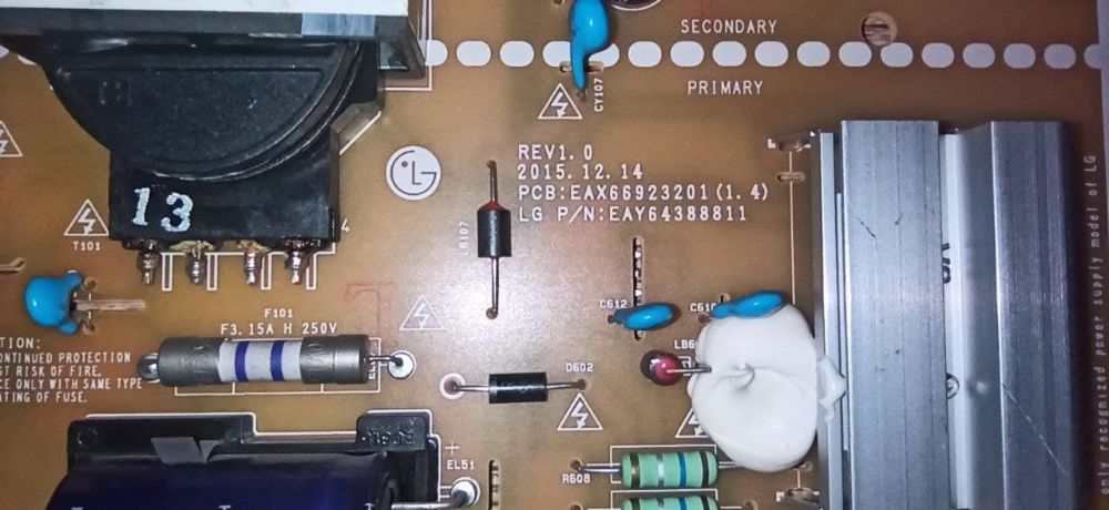 Плата блока живлення телевізора LG EAX66923201 (1.4) EAY64388811