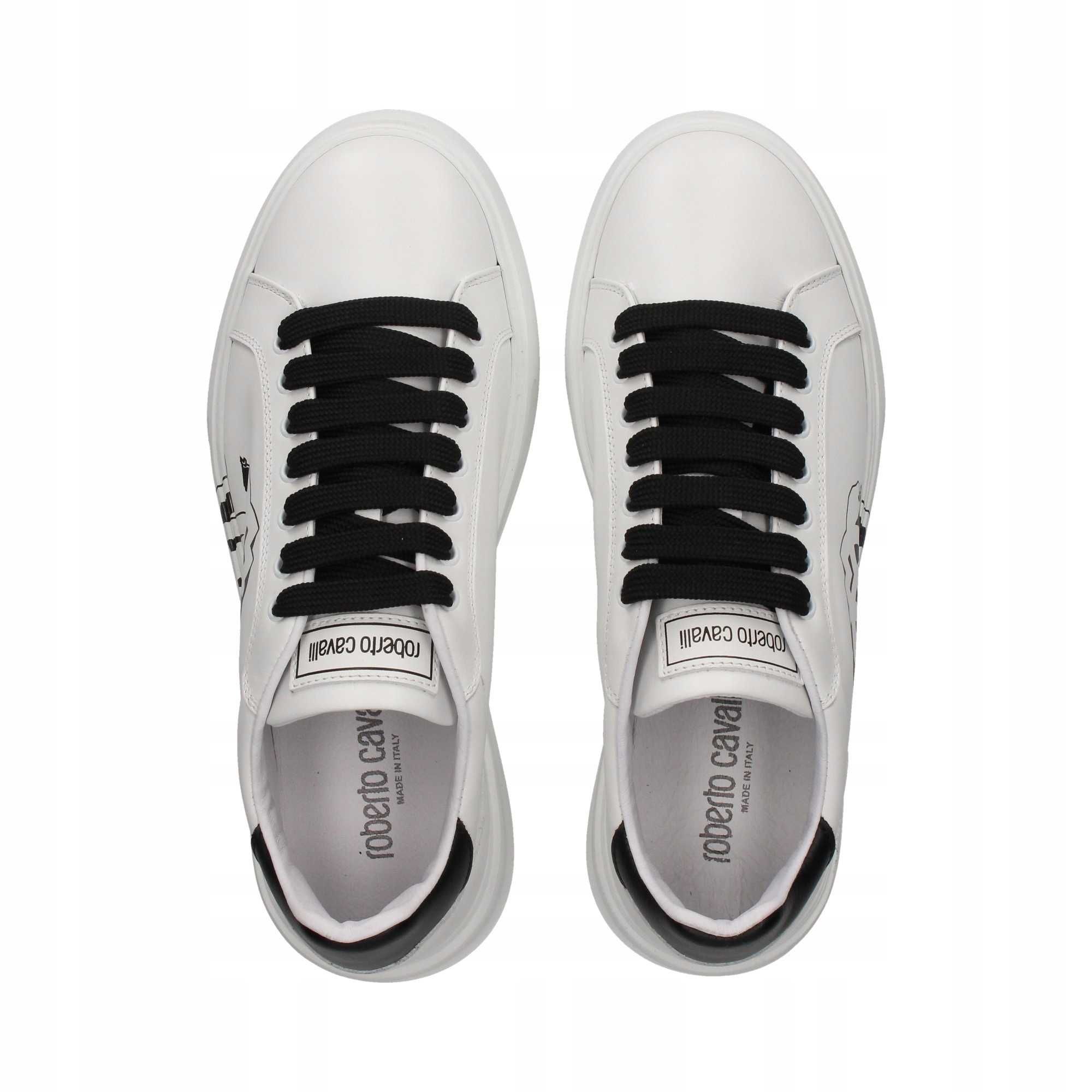 ROBERTO CAVALLI Męskie  SNEAKERS Blanco /NEGRO
20723 A r. 42 Skóra