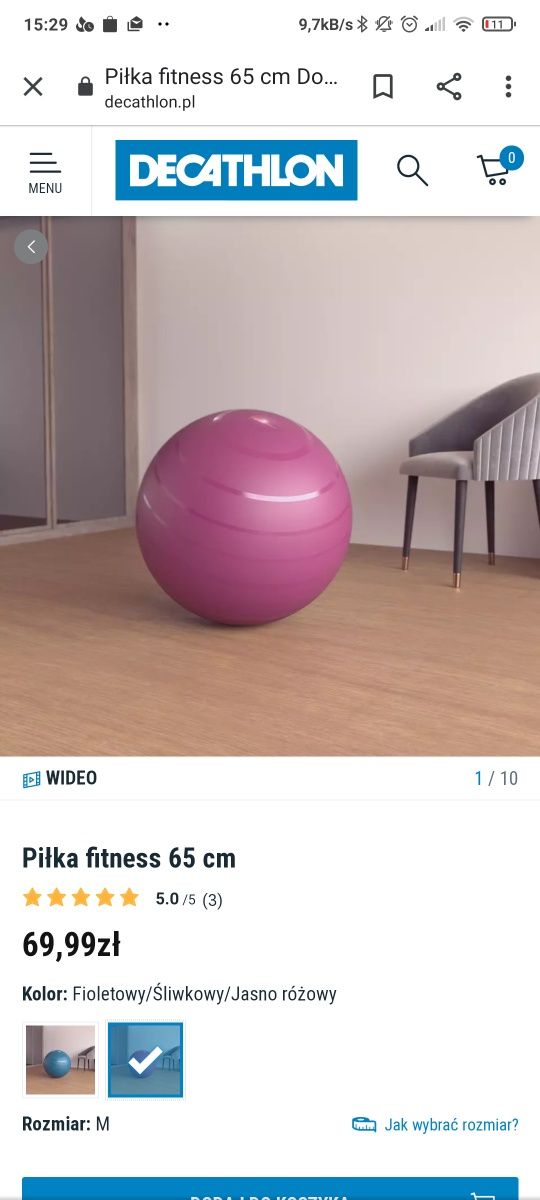Piłka fitness 65 cm