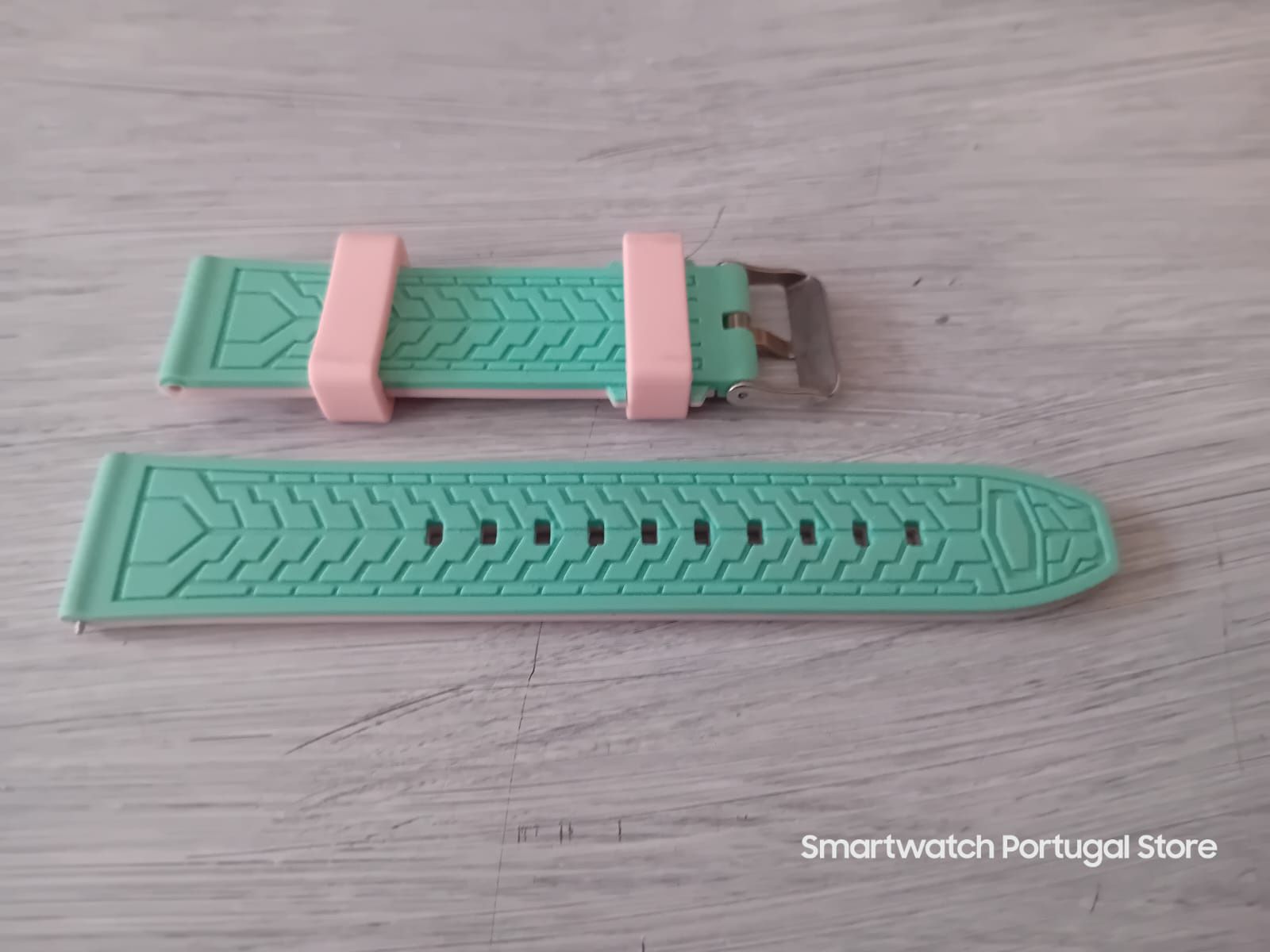 Bracelete 22mm em silicone  : Rosa e Verde