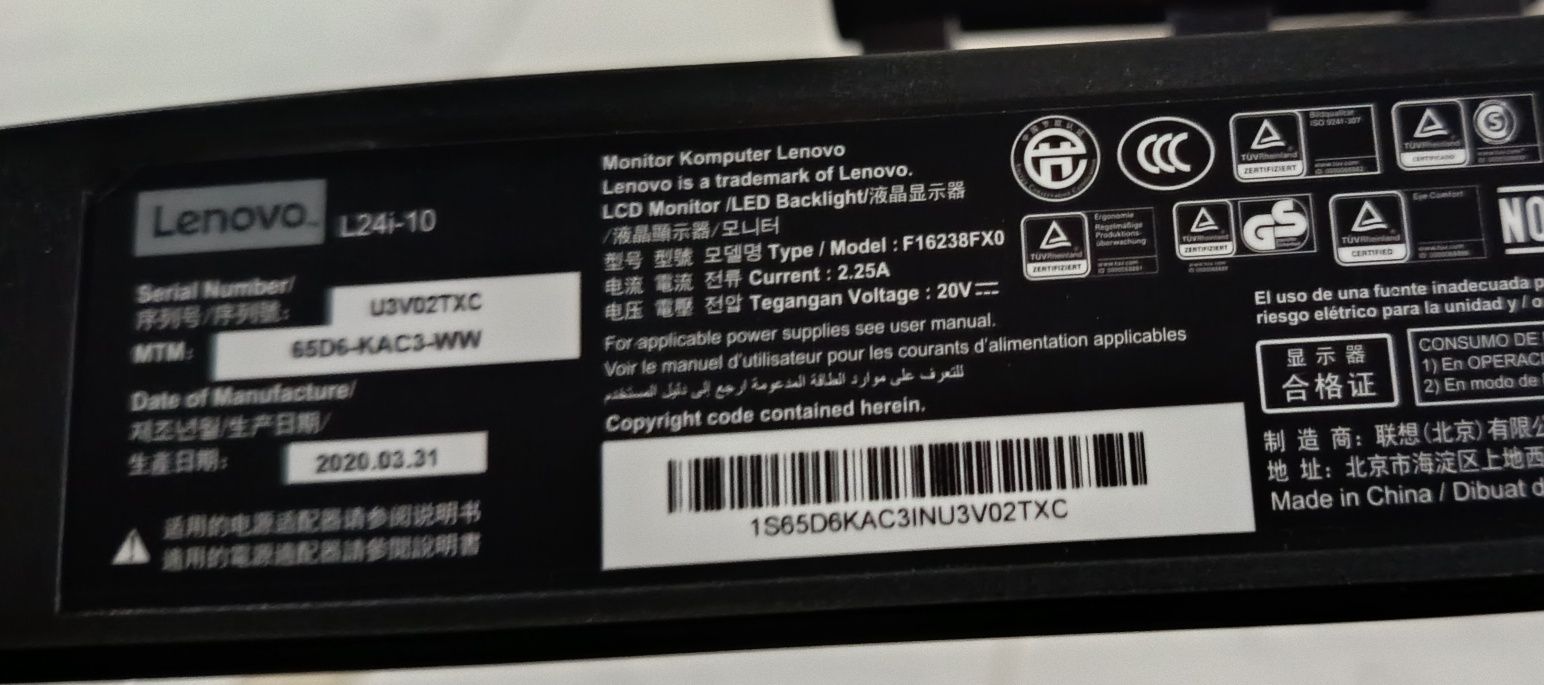 Monitor Lenovo 24 LV24I-10