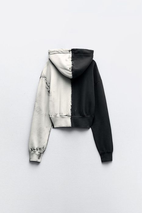 Вкорочене утеплене худі zara ефект потертості S