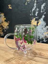 Чашка з подвійним дном  (зі справжніми квітами)