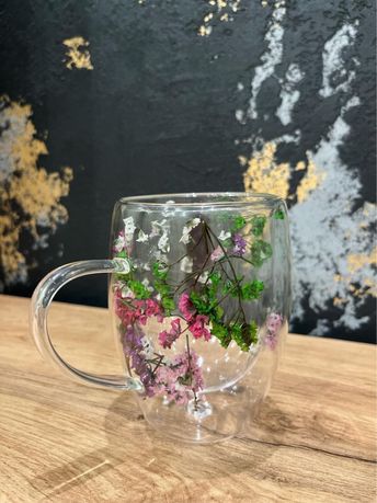 Чашка з подвійним дном  (зі справжніми квітами)