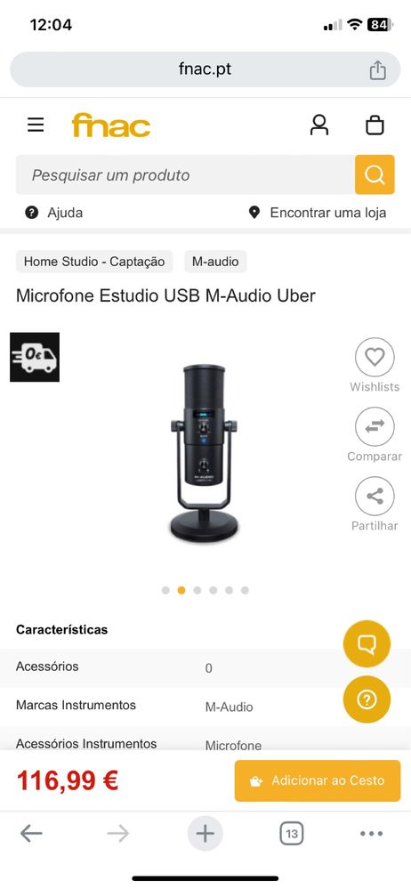 Microfone Condensador M-Audio Uber Mic