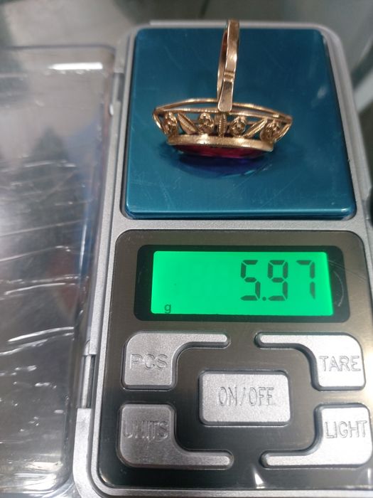 Золотое кольцо Маркиз 583 пробы ссср с рубин корундом