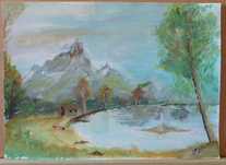 Pintura a aguarela "Montanha"