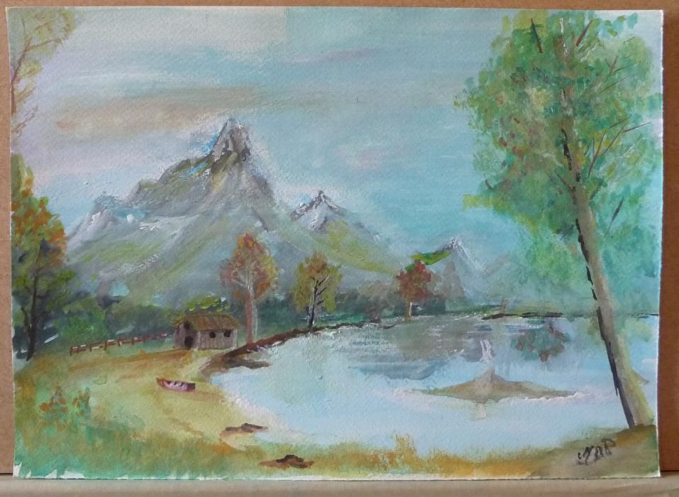 Pintura a aguarela "Montanha"