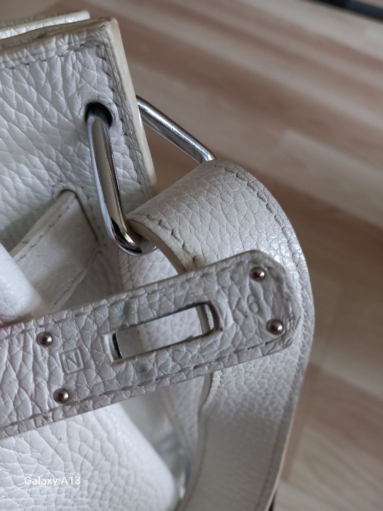 Hermes Kelly oryginalna torebka biała skóra