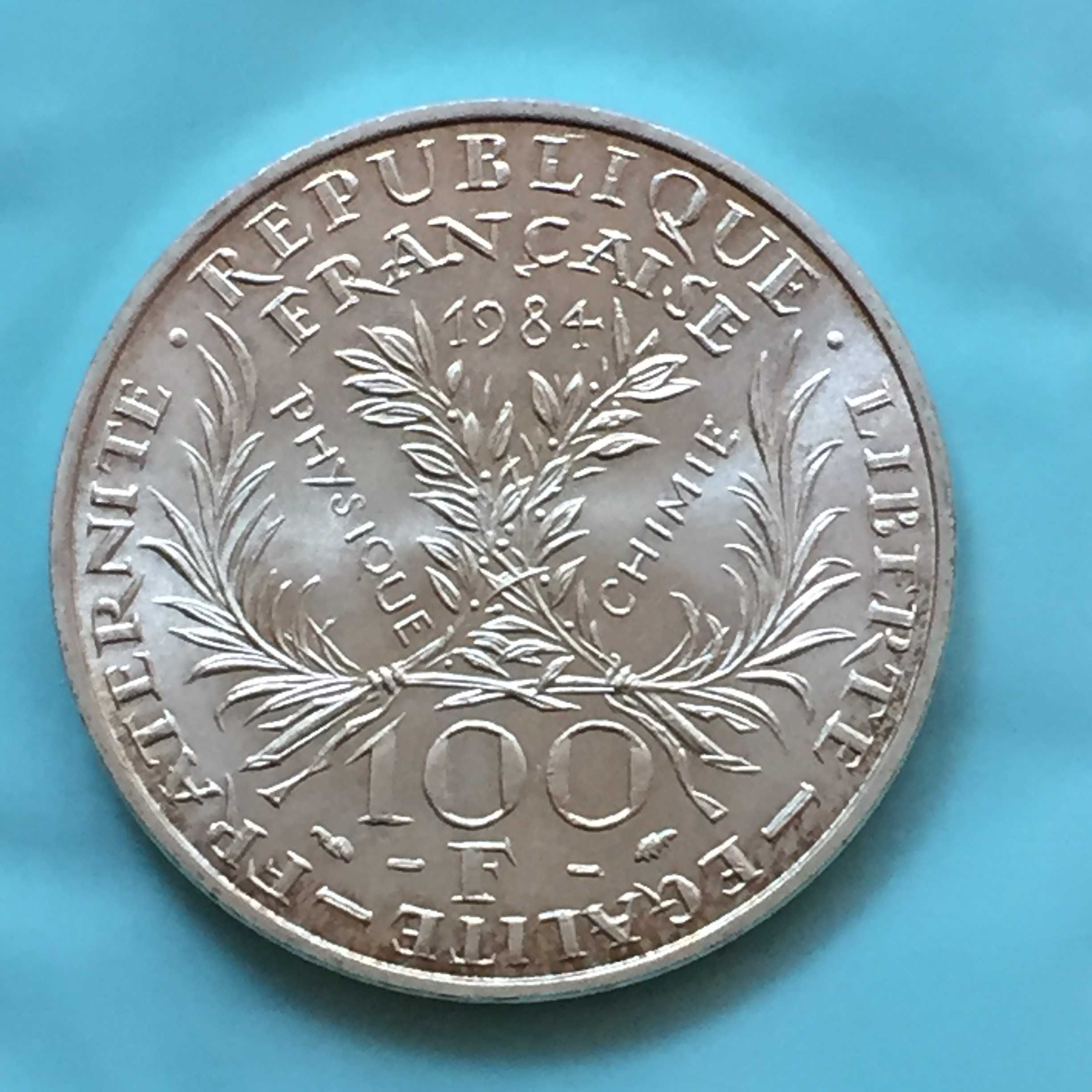 França - moeda 100 Francos 1984 - Marie Curie - prata