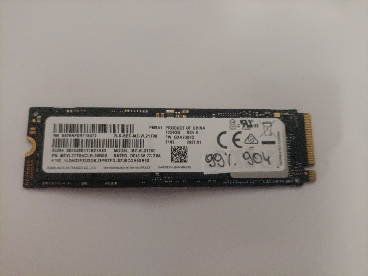 SSD Samsung PM9A1  1 024 GB MZVL21T0HCLR-00B00